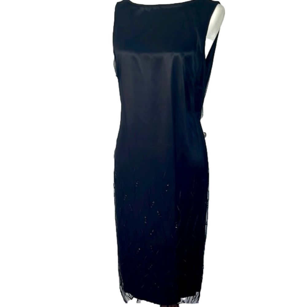 Tulle and Sequined Sleeveless Midi Cocktail/Formal Dress/Evening Dress